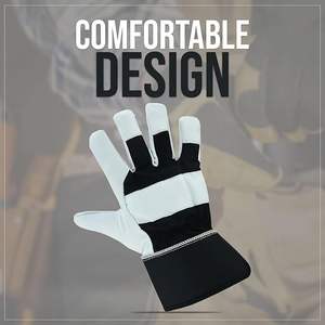 ถุงมือนิรภัยสำหรับทำงานทำจากหนังกันลื่นทำจากโรงงานสีทึบ - Product Image 6