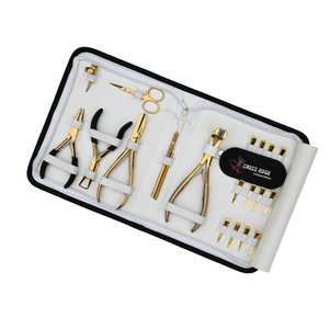 Hair <b>Extension</b> tools Kit with Micro <b>Bead</b> Crimping Pliers Remover Tape-In plier Pulling Loop Hook Finger Parting Tool & Scissors - Product Image 1