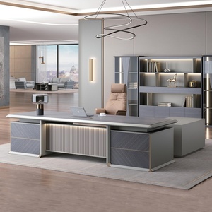 L-Shaped Modern Modular Executive <b>Desk</b> Durable Engineering Wood Smart Ergonomic <b>Extendable</b> Management Table Aluminium - Product Image 5