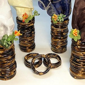 Handcrafted Bamboo Napkin Rings Set of 6 Personalized Table Serving Decor Carbonized - Product Image 2