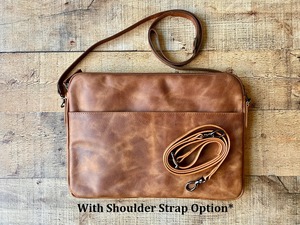 Custom Genuine Leather Soft Luxury Unisex Shoulder & Messenger Bag <b>Laptop</b> Sleeve & Portfolio <b>Case</b> Zipper Closure Lightweight - Product Image 5