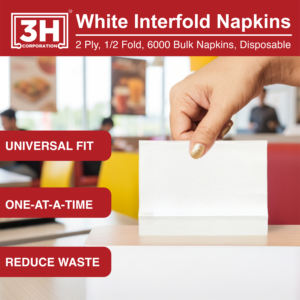 3H Interfold White Paper Napkins Disposable, 2-Ply 6000 Napkins Bulk (24 <b>Pack</b>, 250/<b>Pack</b>), 6.3"7.6" Unfolded, - Product Image 5