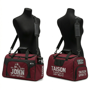 Sac de football américain pour femmes, polyester 600D, 320 GSM, design à panneaux marron et noir, impression par sublimation personnalisée, logo brodé, sac de sport - Product Image 3