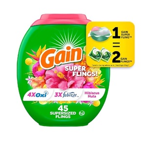 Gain Super Sized Flings <b>Laundry</b> Detergent Pacs Hibiscus Hula Scent 45 Count HE Compatible Cheap Bulk Sale - Product Image 5