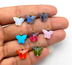 Handmade 10x12mm Gemstone <b>Butterfly</b> Carving <b>Charm</b> 925 Sterling Silver Gold Vermeil Fashion Pendant For Jewelry Making Bulk <b>Charm</b> - Product Image 3