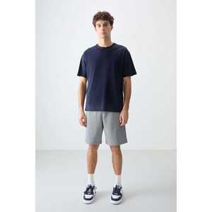 Camiseta Básica para Hombre, Color Azul Marino, 100% Algodón Jersey, Gruesa, Suave, Texturizada, Corte Holgado -88353 - Product Image 5