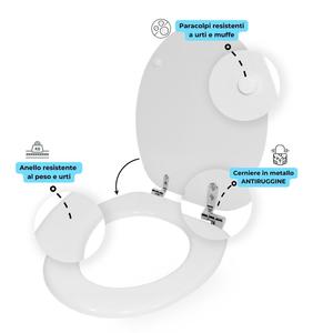 Bianco MDF pesante cerniere in legno universale coprisedile con Tablet vaso accessori da bagno Set di 5 pezzi - Product Image 3