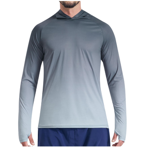 Sweat à capuche athlétique à manches longues pour homme, séchage rapide, léger, dégradé, t-shirt de sport, haut de course - Product Image 4