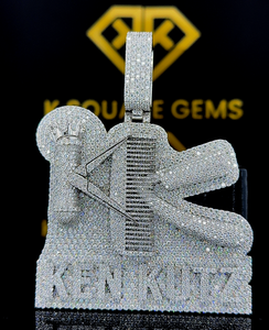 Pendentif personnalisé Moissanite VVS, pendentif Moissanite personnalisé, pendentif Moissanite VVS Barber personnalisé, bijoux en Moissanite Hip Hop en argent - Product Image 1