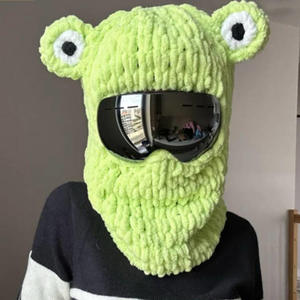 Chapeau de grenouille tricoté à la main pour Halloween, mignon et amusant, masque chaud transfrontalier avec protection des oreilles, couvre-chef numérique personnalisé pour fêtes - Product Image 1