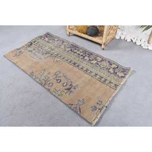 พรมขนาด 2x3.5 ฟุต, พรมวินเทจ, พรมขนสัตว์ลายดอกไม้สีเบจสไตล์ตุรกี - Product Image 3