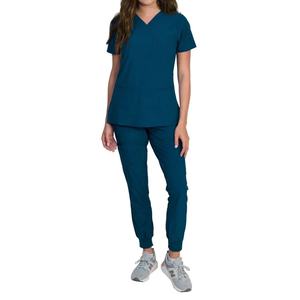 Logotipo personalizado de moda tejido de manga corta para mujer Dental médico enfermería Hospital Scrubs Sets Premium farmacia laboratorio Bata - Product Image 1