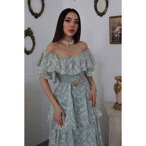 Vestido con volantes en capas color menta - Verde menta - Product Image 3