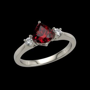 Anillo de compromiso de granate de corte trillón en plata de ley 925 con banda pavimentada, joyería fina para mujer, hecho a mano, Tailandia - Product Image 2