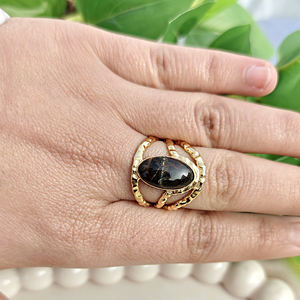 Nueva colección de anillos de ojo de tigre negro en latón chapado en oro de 18k, joyería elegante y con estilo, accesorios para fiestas para mujeres. - Product Image 6
