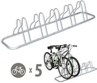 Soporte de Piso para 5 Bicicletas, Ajustable, Metálico, para Almacenamiento en Interiores y Exteriores, para Garaje, Exhibición de Bicicletas