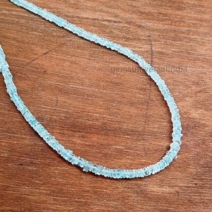 Collier Heishi lisse de pierres précieuses d'aigue-marine, collier de perles avec fermoir en argent sterling 925, cadeau de perles de pneu lisse d'aigue-marine - Product Image 3