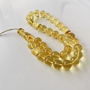 Tespih en ambre de la Baltique, couleur jaune, Misbaha 33 perles, ambre 100% naturel, chapelet en ambre jaune clair - Product Image 1