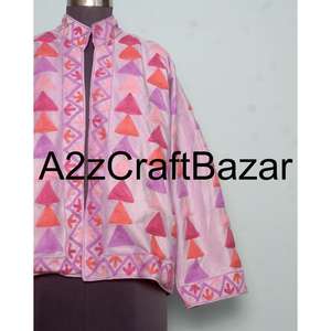 Veste bomber réversible vintage à motifs en relief, la plus vendue, vêtements d'hiver pour femmes, vêtements de soirée, tissu en velours 100% coton - Product Image 2