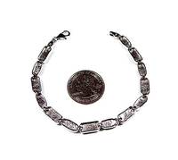 Larimar genuino y pulsera de plata esterlina 7,5 joyería de lujo hecha a mano larga para mujer
