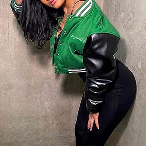 Veste bomber en cuir à manches longues pour homme et femme, automne-hiver 2025, style baseball, coupe-vent, streetwear, logo sur le devant, vestes pour homme - Product Image 4