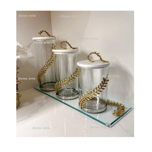 Admirable Design <b>Glass</b> And Metal <b>Sweet</b> <b>Jar</b> Set of 3 Different Sizes <b>Sweets</b> Chocolates Box For Top Selling - Product Image 5