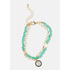 Bracciale con Perline di Cristallo Granato Opale Ametista Diamante Rubino Quarzo Stile Bohémien Placcato Oro Bracciale in Giada Bracciale Religioso con Diamanti - Product Image 2