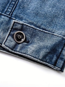 Hot Selling Men's Distressed <b>Denim</b> Jacket With Letter Print Casual Button Front Washed Cotton <b>Coat</b> Autumn Style Regular Fit - Product Image 3