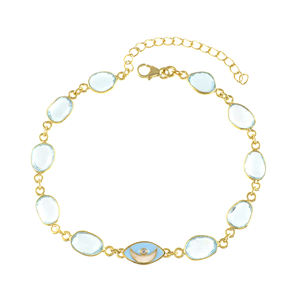 กำไลทองชุบประดับบลูโทแพซและเพทาย ดีไซน์ใหม่ปี 2026 สำหรับผู้หญิง ของขวัญสุดหรูสำหรับงานแต่งงาน วันครบรอบ และงานปาร์ตี้ - Product Image 2