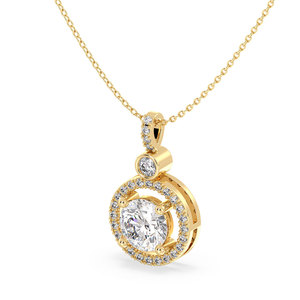 Colliers pendentifs halo en diamant de laboratoire de 1,19 carat de coupe ronde REYES, nouvelle arrivée, pour femmes, or massif 14 carats, cadeaux, bijoux fins - Product Image 5