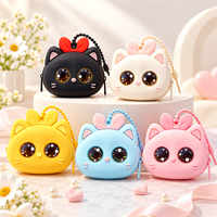Sac de rangement en silicone en forme de chat aux grands yeux, mignon, portable, design moderne et minimaliste, pour la conservation des aliments à la maison