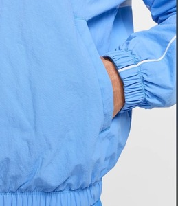 Ventes chaudes : survêtement en toile personnalisé pour homme, élégant, réfléchissant, respirant, écologique, mode d'hiver, ligne de surpiqûres bleue, devant surélevé - Product Image 6