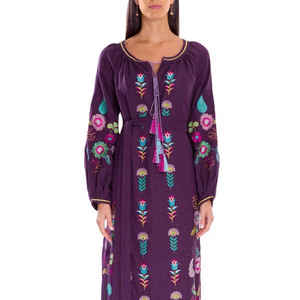 Meilleure qualité Belle bohème rayonne Maxi robe manches longues Designer décorations latérales décontracté fête porter naturel pour les vacances - Product Image 3