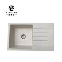 Évier de cuisine en quartz de qualité supérieure, cuve simple, à encastrer, noir mat, design rectangulaire moderne ADL-7644GO