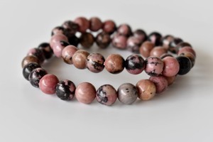 Wholesale Premium Rhodonite Polished 8mm Round Crystal <b>Healing</b> <b>Bracelet</b> for Meditation Jewelry - Product Image 1