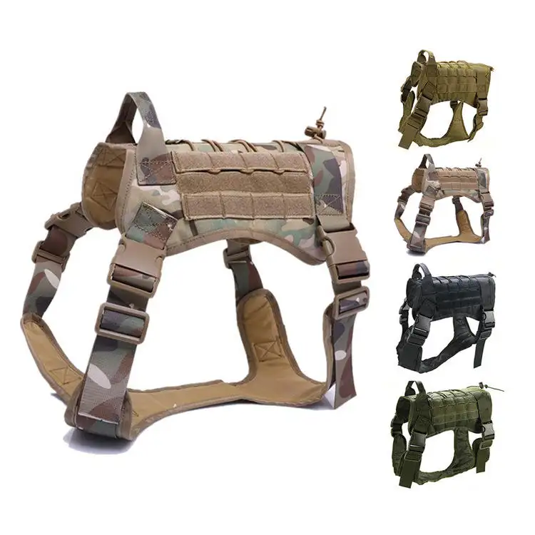 Factory Wholesale Customized Tactical Vest Dog Training Harness Leash With Collar One Set Dog Harness