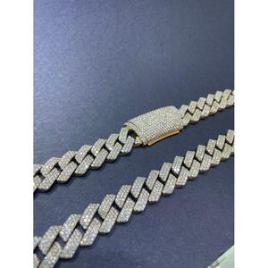 SHREYA DIAM Moissanite Necklace-18MM Round VVS Miami Cuban Link <b>Chain</b> 925 <b>Silver</b> Rhodium Plated Unisex with Custom Box Clasp - Product Image 3