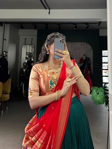 Zain Exports New Design Festive Wear Lehenga Choli Dupatta Vichitra <b>Silk</b> <b>Fabric</b> Zari Weaving Reversible Wedding Diwali Occasion - Product Image 5