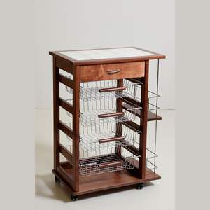 Carrito MASLEGNO de Madera de Haya Maciza con Cajón y Portavasos, Diseño Moderno, Ruedas de Plástico para Uso Diario - Product Image 1