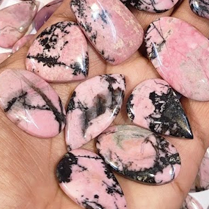 Rodonita Rosa de Alta Calidad, Cristal de Piedra de Nacimiento de Marzo, Cabujón de 20-55mm, Gemas Sueltas para Decoración de Relojes, Venta de S. F. GEMS - Product Image 4