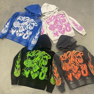 เสื้อฮู้ดเทอร์รี่สำหรับผู้ชายแนวสตรีทแวร์ผ้าฝ้ายเฮฟวีเวตซักกรดซีดจางพร้อมพิมพ์ดิจิตอลสำหรับฤดูหนาววินเทจ - Product Image 3