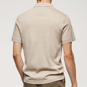 Tous les modèles OEM personnalisés de poche avant pour hommes décontractés en tissu jersey de fibre de bambou à manches courtes avec patte de boutonnage respirant et à séchage rapide - Product Image 5