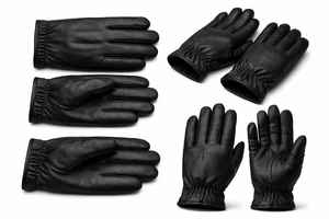 Gants tactiques texturés en coton noir anti-écrasement à poignets droits pour smoking, serveur, fanfare, usage formel et par temps froid - Product Image 5