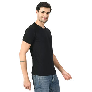 Camiseta de Hombre, Talla Grande, Azul Sólido, 100% Algodón, Manga Corta, Cuello Redondo, Informal, Tejida, Transpirable, Largo Regular - Product Image 6