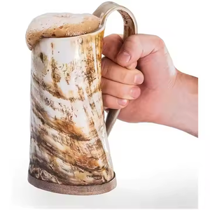 Admirable Natural vikingo tallado trabajo vasos de acero inoxidable beber cuerno tazas para cerveza vino agua pulido buey cuerno de búfalo - Product Image 5