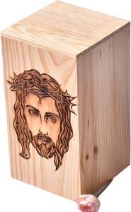 Handcrafted โกศไม้สนสําหรับเถ้ามนุษย์-Cetlic Crossและพระเยซู Face กล่องไม้โกศสําหรับเถ้าขนาดใหญ่โกศไม้กล่อง - Product Image 2