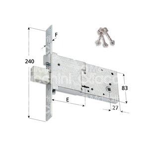 DOUBLE MAP LOCK Insert latéral Loquet réversible galvanisé 2 écussons 3 clés CV2000 - Product Image 1