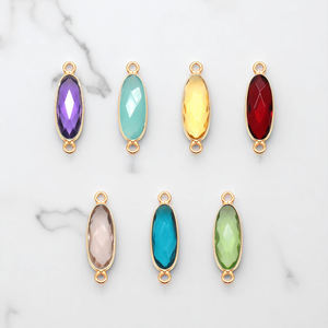 Oval 5x15 MM Amethyst Gemstone Pendant with Double Loop Gold Bezel & Plating for DIY Christian Jewelry Necklace Craft Making - Product Image 2