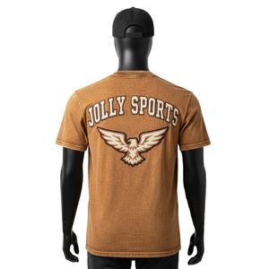 Camiseta 100% algodón para hombre, corte holgado, estampada, estilo vintage, lavado ácido, tela transpirable, con logotipo personalizado. - Product Image 2