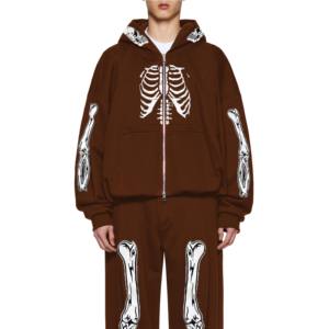 Sweats à capuche surdimensionnés en mélange de polyester et de coton pour hommes, sweat-shirt à fermeture éclair complète, polaire lourde, impression numérique, hiver - Product Image 1